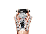 Rose gold Three-Stone Fancy Black Oval Cut Diamond Engagement Ring with Pave Band and Prong Setting_5