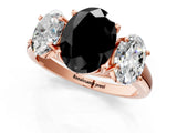 Rose gold Three-Stone Fancy Black Oval Cut Diamond Engagement Ring with Prong Setting_4