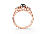 Rose gold Three-Stone Fancy Black Oval Cut Diamond Engagement Ring with Prong Setting_6