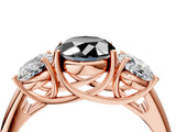Rose gold Three-Stone Fancy Black Oval Cut Diamond Engagement Ring with Prong Setting_7
