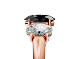 Rose gold Three-Stone Fancy Black Oval Cut Diamond Engagement Ring with Prong Setting_8