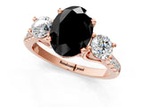 Rose gold Three-Stone Fancy Black Oval Cut Diamond Pavé Band with Four-Prong Setting_1