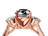 Rose gold Three-Stone Fancy Black Oval Cut Diamond Pavé Band with Four-Prong Setting_4