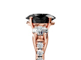 Rose gold Three-Stone Fancy Black Oval Cut Diamond Pavé Band with Four-Prong Setting_5