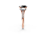 Rose gold Three-Stone Fancy Black Oval Cut Diamond Ring with Pavé Band and Prong Setting_26