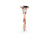 Rose gold Three-Stone Fancy Black Oval Cut Diamond Ring with Pear Side Stones and Four-Prong Setting_2