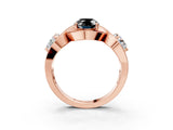 Rose gold Three-Stone Fancy Black Oval Cut Diamond Wave Pave Band with Prong Setting_3