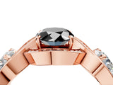 Rose gold Three-Stone Fancy Black Oval Cut Diamond Wave Pave Band with Prong Setting_4