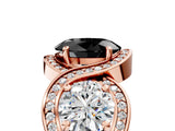 Rose gold Three-Stone Fancy Black Oval Cut Diamond Wave Pave Band with Prong Setting_5