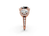 Rose gold Three-Stone Fancy Black Oval Cut Halo Diamond Milgrain Band with Four-Prong Setting_2