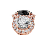 Rose gold Three-Stone Fancy Black Oval Cut Halo Diamond Milgrain Band with Four-Prong Setting_5