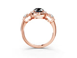 Rose gold Three-Stone Fancy Black Oval Cut Halo Diamond Ring with Pave Band and Four-Prong Setting_3