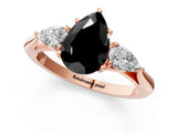 Rose gold Three-Stone Fancy Black Pear Cut Brilliant Diamond Solitaire Ring with Tapered Band and Four-Prong Setting_28