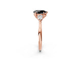 Rose gold Three-Stone Fancy Black Pear Cut Brilliant Diamond Solitaire Ring with Tapered Band and Four-Prong Setting_29