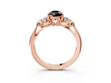 Rose gold Three-Stone Fancy Black Pear Cut Brilliant Diamond Solitaire Ring with Tapered Band and Four-Prong Setting_30