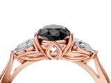 Rose gold Three-Stone Fancy Black Pear Cut Brilliant Diamond Solitaire Ring with Tapered Band and Four-Prong Setting_31