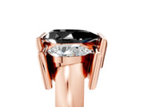 Rose gold Three Stone Fancy Black Pear Cut Cut Channel Set Diamond Ring_5