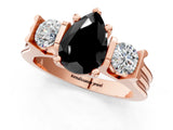 Rose gold Three-Stone Fancy Black Pear Cut Cut Classic Band Prong Setting Ring_1