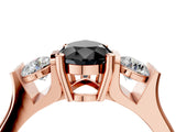 Rose gold Three-Stone Fancy Black Pear Cut Cut Classic Band Prong Setting Ring_4