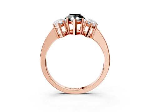 Rose gold Three-Stone Fancy Black Pear Cut Cut Diamond Engagement Ring with Flat Band and Four-Prong Setting_15