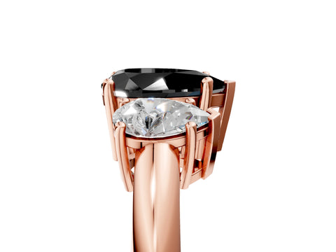 Rose gold Three-Stone Fancy Black Pear Cut Cut Diamond Engagement Ring with Prong Setting on a White Gold Band_5