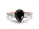 Rose gold Three-Stone Fancy Black Pear Cut Cut Diamond Pavé Band with Prong Setting_15