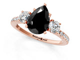 Rose gold Three-Stone Fancy Black Pear Cut Cut Diamond Pavé Band with Prong Setting_16
