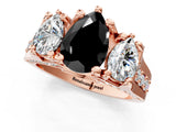 Rose gold Three-Stone Fancy Black Pear Cut Cut Diamond Ring with Channel-Set Band and Four-Prong Setting_13