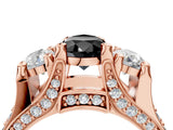 Rose gold Three-Stone Fancy Black Pear Cut Cut Diamond Ring with Channel-Set Band and Four-Prong Setting_16