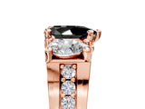 Rose gold Three-Stone Fancy Black Pear Cut Cut Diamond Ring with Channel-Set Band and Four-Prong Setting_17