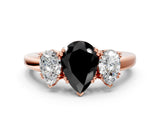 Rose gold Three-Stone Fancy Black Pear Cut Cut Diamond Ring with Channel Set Band and Four-Prong Setting_24