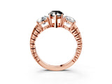 Rose gold Three-Stone Fancy Black Pear Cut Cut Diamond Ring with Channel-Set Band and Prong Setting_3
