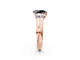 Rose gold Three-Stone Fancy Black Pear Cut Cut Diamond Ring with Prong Setting and Classic Band_2