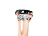 Rose gold Three-Stone Fancy Black Pear Cut Cut Diamond Ring with Prong Setting and Classic Band_5