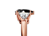 Rose gold Three-Stone Fancy Black Pear Cut Cut Diamond Ring with Trillion Side Stones and Four-Prong Setting_8