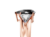 Rose gold Three-Stone Fancy Black Pear Cut Cut Diamond Ring with Trillion Side Stones on a Split Shank Band_5