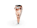 Rose gold Three-Stone Fancy Black Pear Cut Cut Diamond Split Shank Prong Set Ring_2
