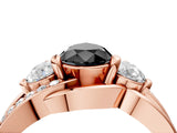 Rose gold Three-Stone Fancy Black Pear Cut Cut Diamond Split Shank Prong Set Ring_4