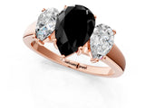Rose gold Three-Stone Fancy Black Pear Cut Cut Solitaire Ring with Classic Prong Setting_1