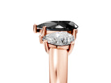 Rose gold Three-Stone Fancy Black Pear Cut Cut Solitaire Ring with Classic Prong Setting_5