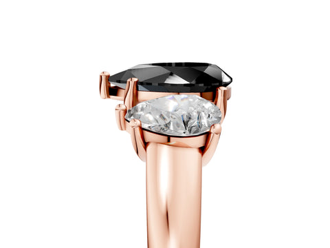 Rose gold Three-Stone Fancy Black Pear Cut Cut Solitaire Ring with Classic Prong Setting_5