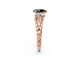 Rose gold Three-Stone Fancy Black Pear Cut Diamond Braided Band Ring with Four-Prong Setting_14