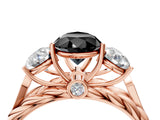 Rose gold Three-Stone Fancy Black Pear Cut Diamond Braided Band Ring with Four-Prong Setting_16