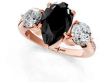 Rose gold Three-Stone Fancy Black Pear Cut Diamond Channel Set Engagement Ring with Prong Setting_13