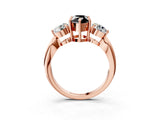 Rose gold Three-Stone Fancy Black Pear Cut Diamond Channel Set Engagement Ring with Prong Setting_15
