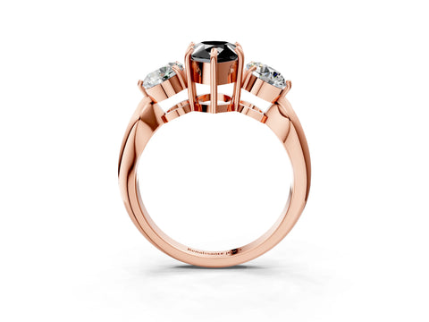 Rose gold Three-Stone Fancy Black Pear Cut Diamond Channel Set Engagement Ring with Prong Setting_15