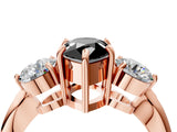 Rose gold Three-Stone Fancy Black Pear Cut Diamond Channel Set Engagement Ring with Prong Setting_4