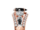 Rose gold Three-Stone Fancy Black Pear Cut Diamond Engagement Ring with Pave Band and Prong Setting_5