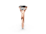 Rose gold Three-Stone Fancy Black Pear Cut Diamond Engagement Ring with Prong Setting_5