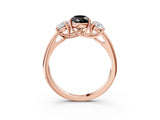 Rose gold Three-Stone Fancy Black Pear Cut Diamond Engagement Ring with Prong Setting_6